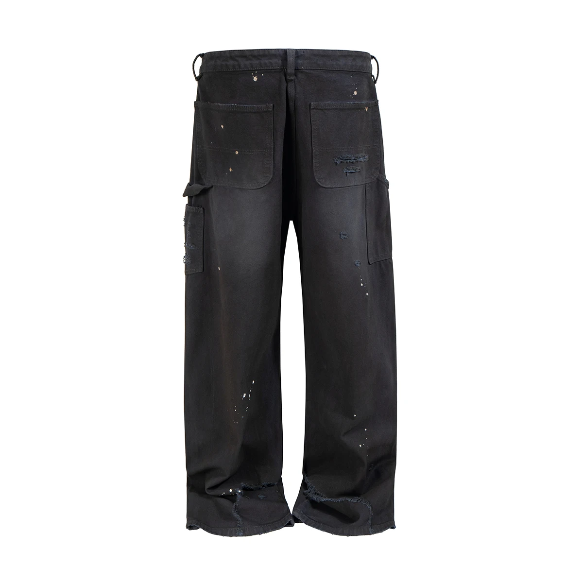 High Street Ink Sparkling Baggy Flare Jeans for Men Random Needle Wide Leg Cowboy Lumber Pants Oversized Denim Trousers