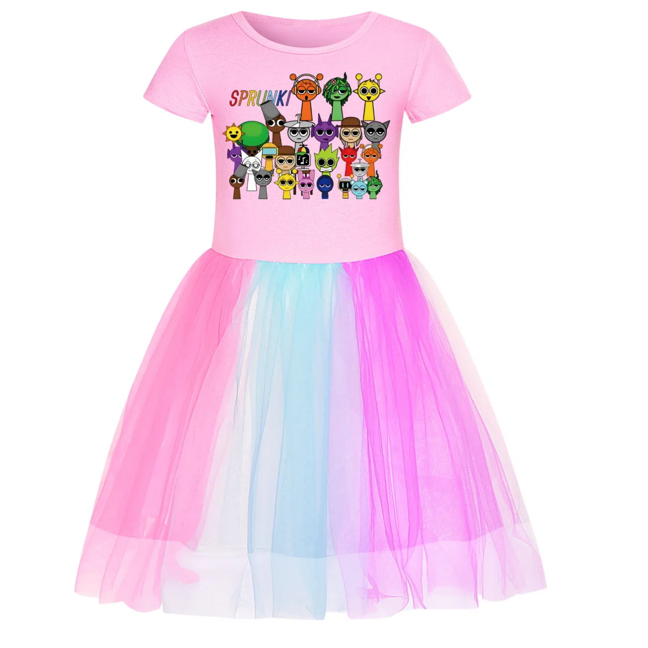 Sprunki Dress Baby Girl Cartoon Game Incredibox Costumes Toddler Girls Casual Dresses Kids Summer Party Princess Vestidos&bag