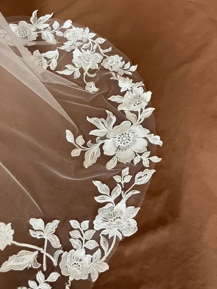 180cm Wedding Veils Lace Appliques One Layer Bridal Veils Headpiece Bride Accessory Women Hair Decoration image 2