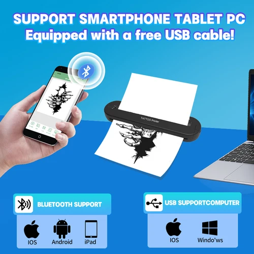 Imagen 2 del producto Ats886 A4 tatuaje termocopiadora transferencia de tatuaje inalámbrica Bluetooth móvil y pc impresora térmica tatuaje para máquina de impresión