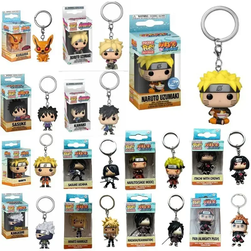 Funko POP NARUTOs Pain Kurama Sasuke Kakashi Minato Namikaze Itachi with Crows Sasuke Uchiha Pocket Keychain Model Toys Gifts