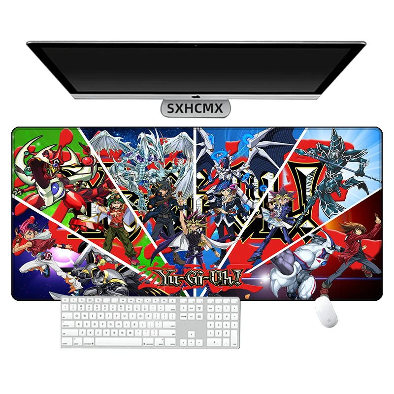 게임용 마우스 패드 애니메이션 YuGiOh 대형 책상 매트 XXL 컴퓨터 액세서리 마우스 패드 900x400 700x300 스티치 가장자리 고무 키보드 매트