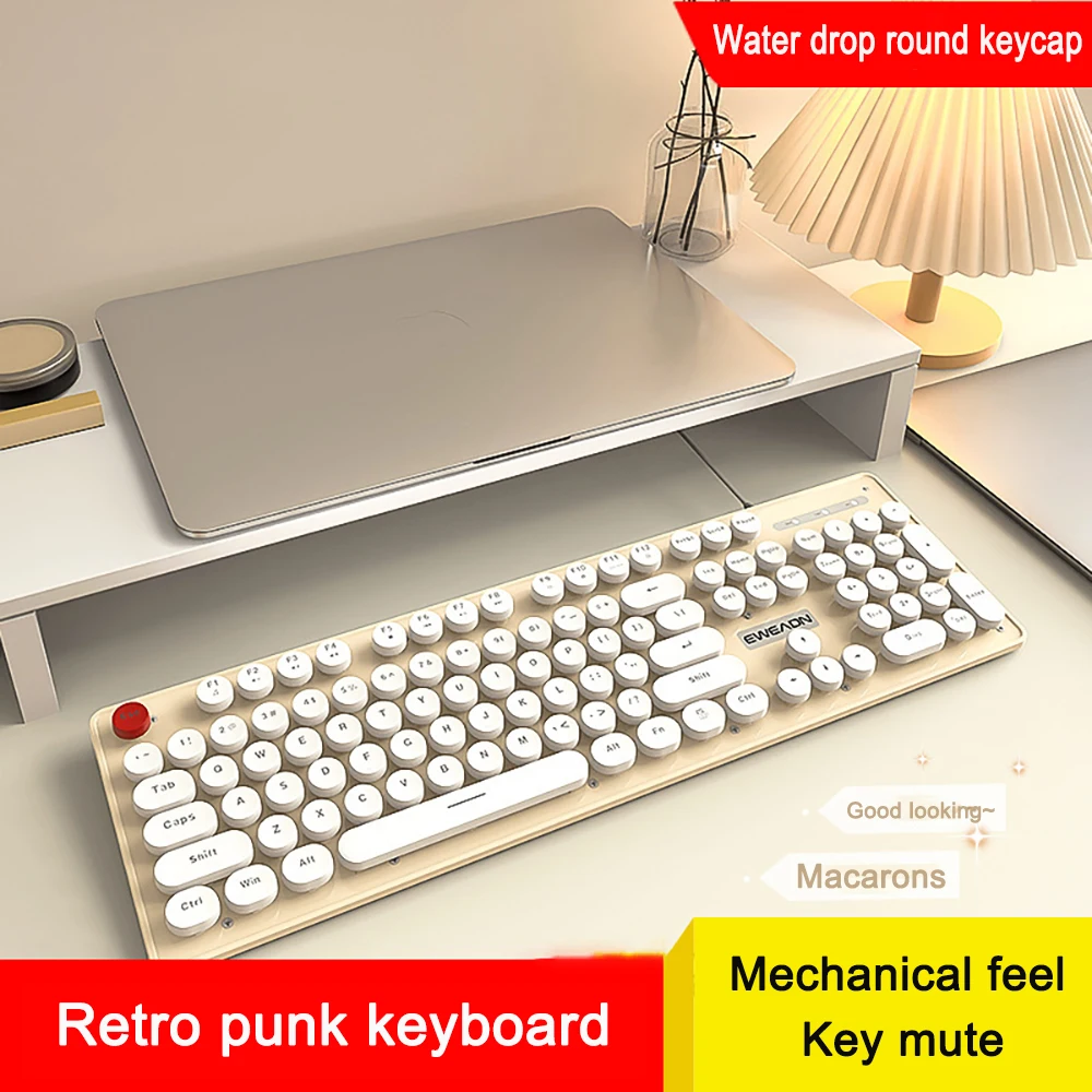 

Wired Keyboards Gaming Mechanical Keyboard Retro Punk USB Wired LED RGB Backlit Switch 104 Keys Full Keypad For Computer Game