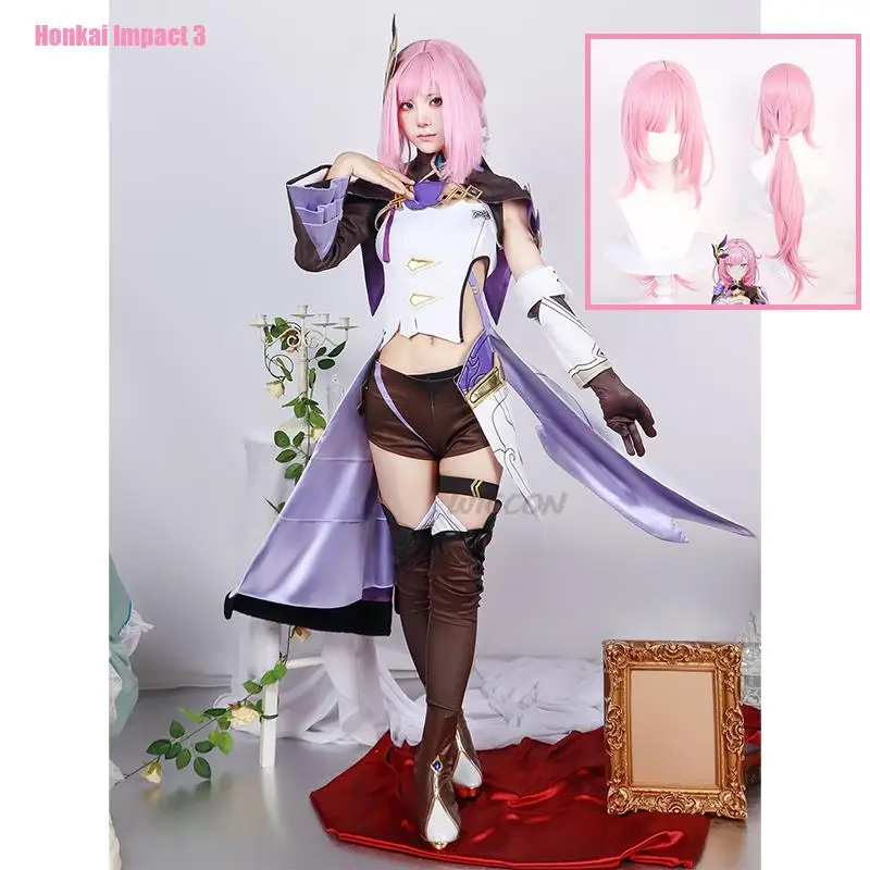 Honkai Impact 3rd Cosplay Elysia Cosplay Outfit Shoes Boots Wig Cosplay Anime Game Miss Pink  Costum