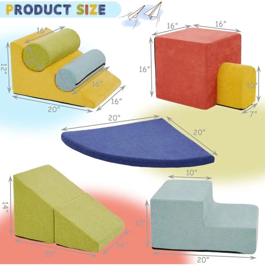 10 pçs brinquedos de escalada e blocos de escalada de espuma conjunto de jogo de atividade de escalada e rastreamento dentro de equipamento de jogo macio com slide colorido s