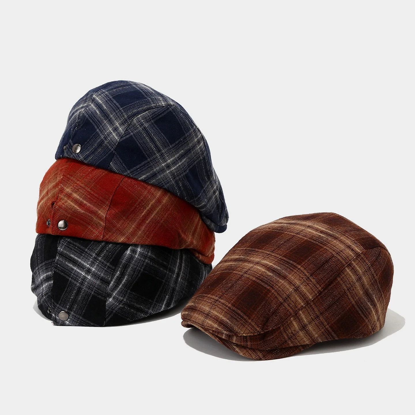 

Осенне-зимние береты, клетчатый узор, классическая винтажная шляпа темного цвета, темно-синие, черные, коричневые, береты унисекс для женщин и мужчин
