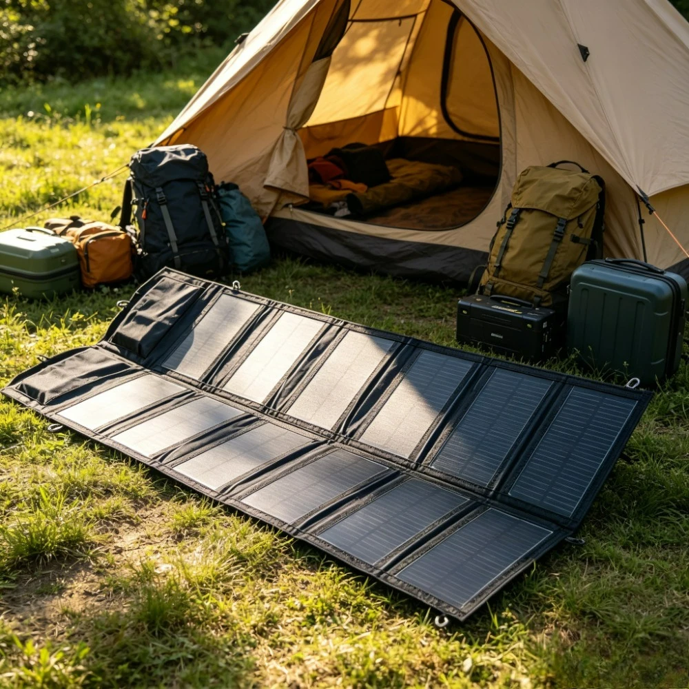 屋外ハイキング必需品-ポータブルusb折りたたみ式ソーラーチャージャー-25w-100w-防水ソーラーパネル-キャンプ用緊急電源