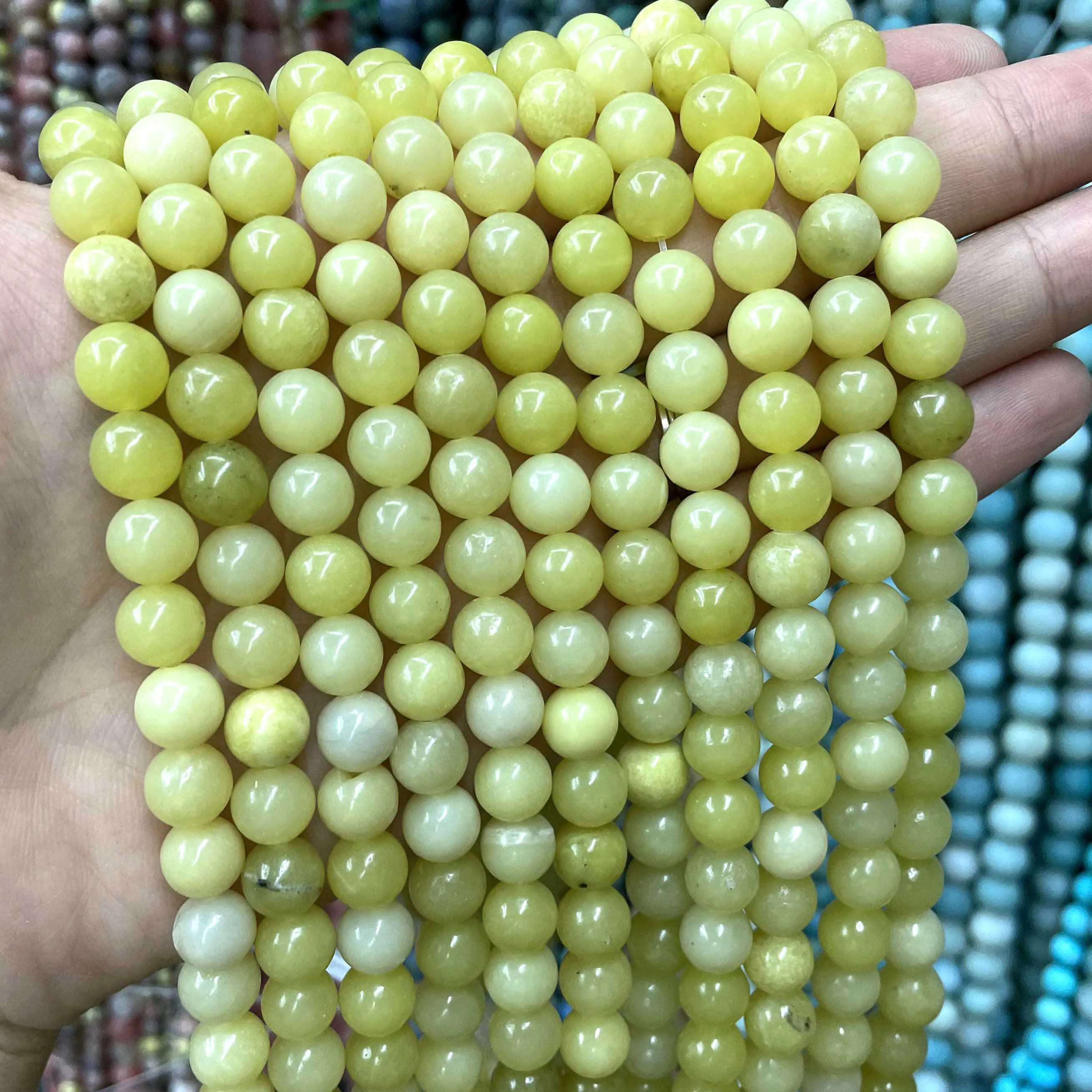 Natural Round Tiger Eye Amazonite Agates Angelite Rose Quartz Lava Stone Beads For Jewelry Making DIY Bracelet Accessories