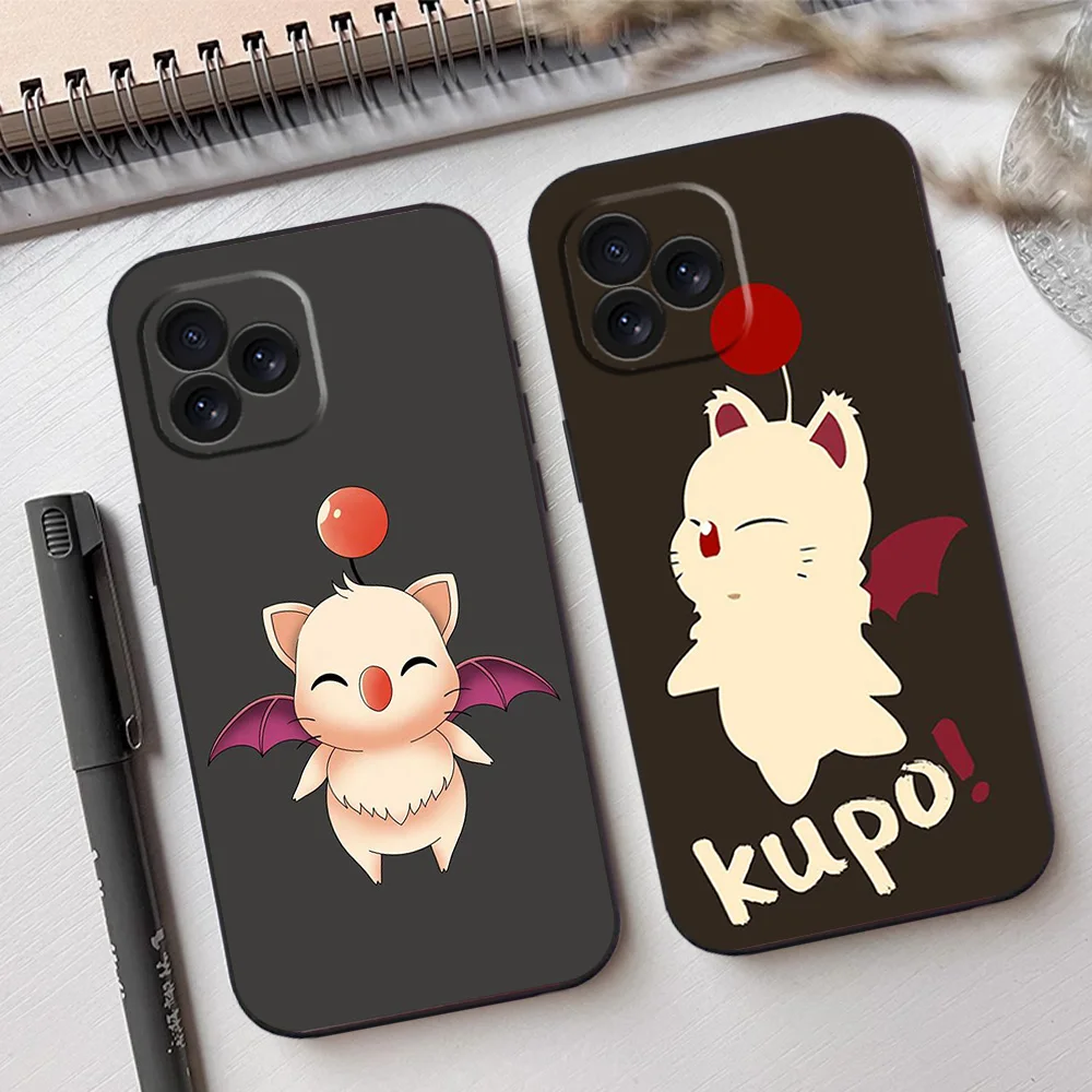 M-Moogle Final Fantasy Phone Case for iPhone 12 11 13 14 15 16 Max Pro Plus Black Soft Silicone Cover