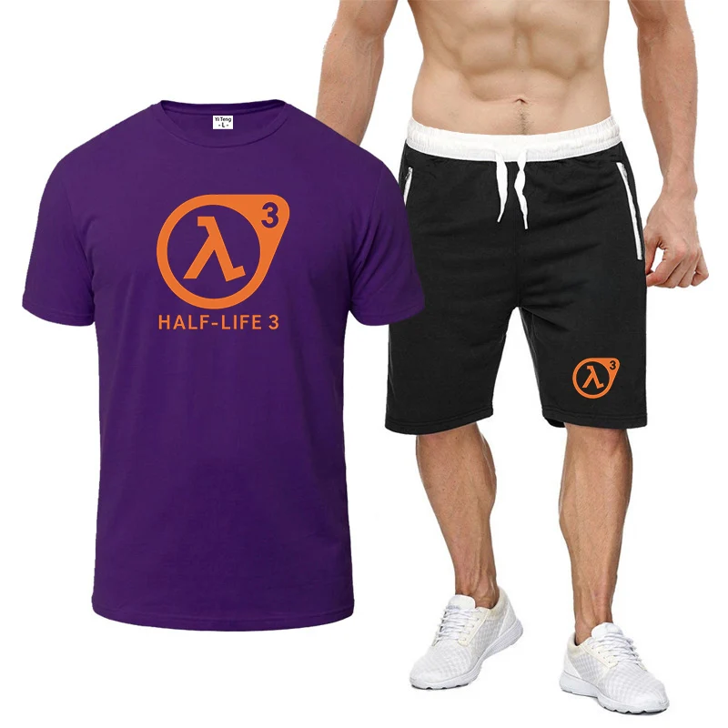 

Half Life 3 I Want To Believe Summer Popular Men's T-shirt + Shorts Suit Sports Print Casual Fashion Short-sleeved T-shirt