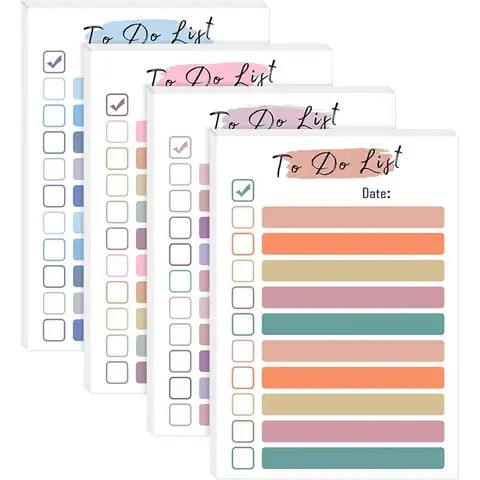 무지개 메모 스티커 할 일 목록, 찢을 수 있는 학교 패드, 사무실 사랑스러운 다색 홈 액세서리, 4 권/세트
