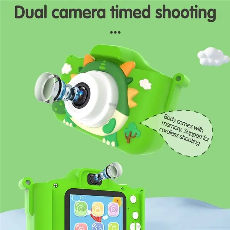 X12S Kids Camera instant print 2.0 Inch IPS Screen Cartoon Dragon Video Recorder Cam 32G TF Card+Card Reader For Christmas Gift