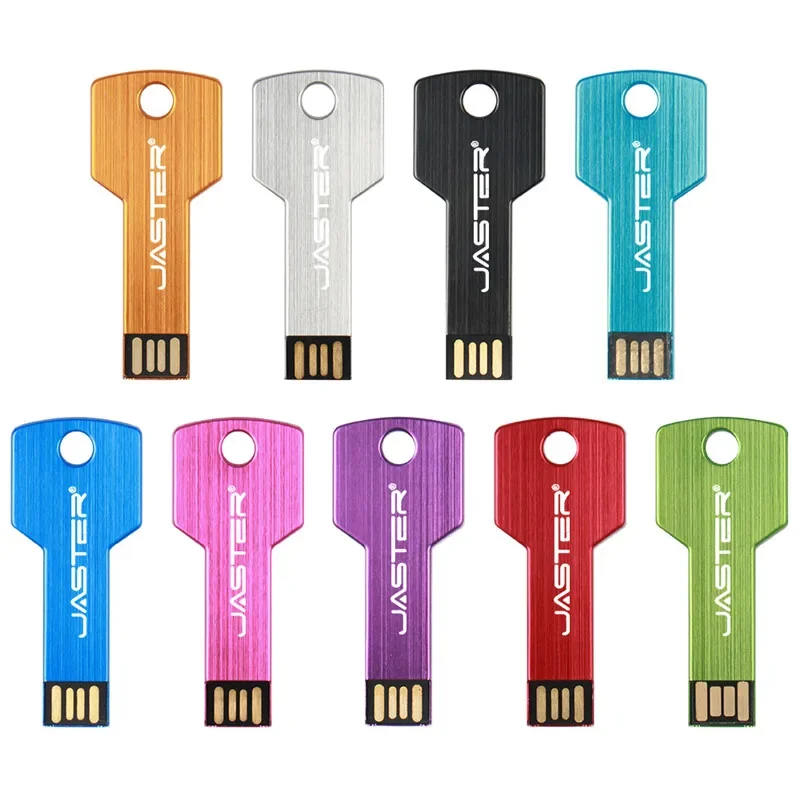 JASTER Metal USB Flash Drive 128GB Black Key Shape Memory Stick 64GB Creative gift USB Stick 32GB Colorful U Disk Waterproof 8GB