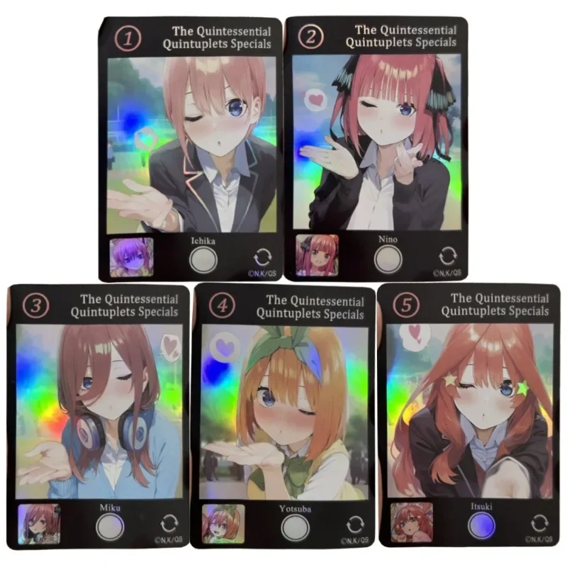 

5pcs/set The Quintessential Quintuplets Nakano Miku Yotsuba DIY Refraction Flash Card Anime Classics Game Collection Cards Toy