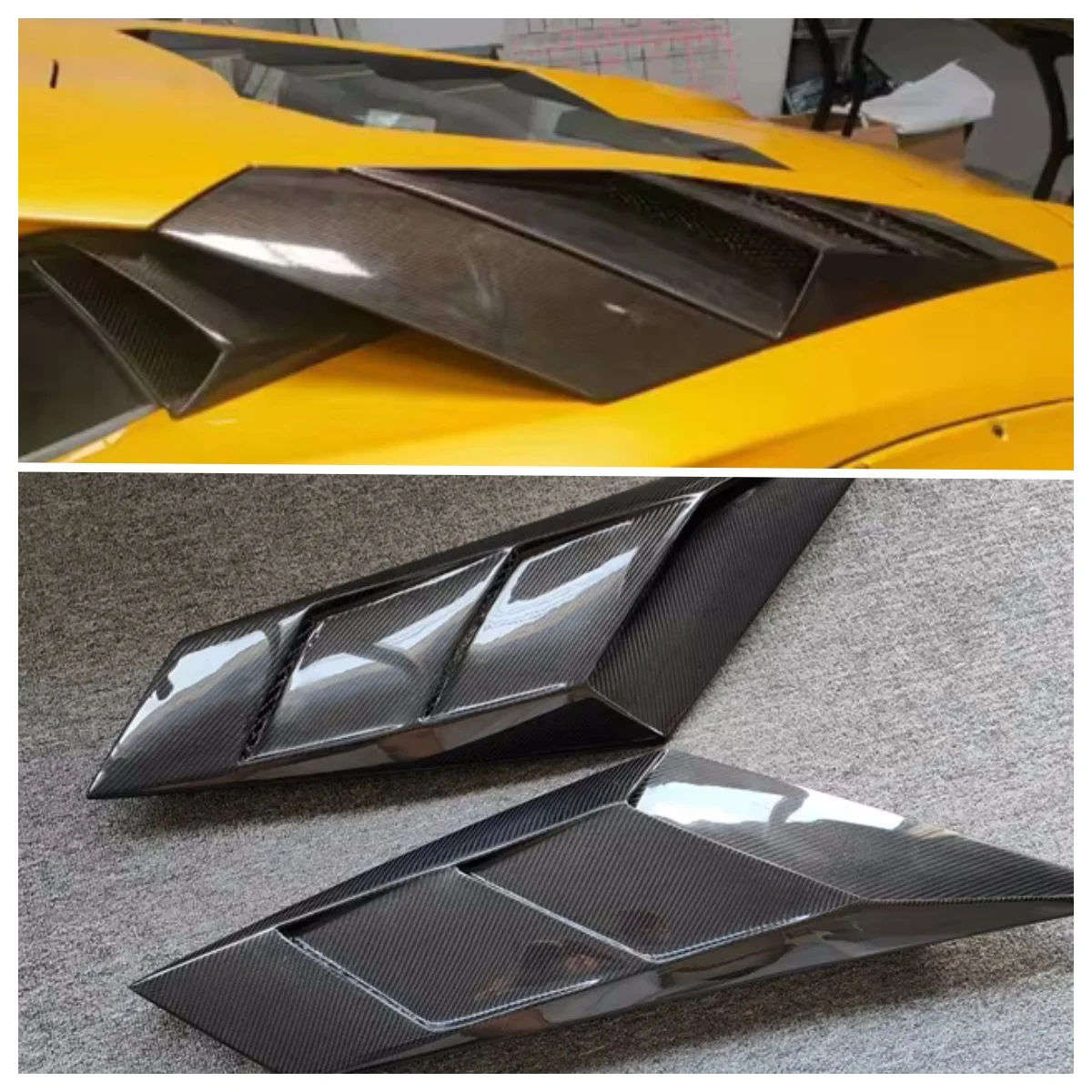 

Used for Lamborghini Aventador LP700 LP720 LP750 Carbon Fiber A-style Mesh Rear Engine Vent Body Kit