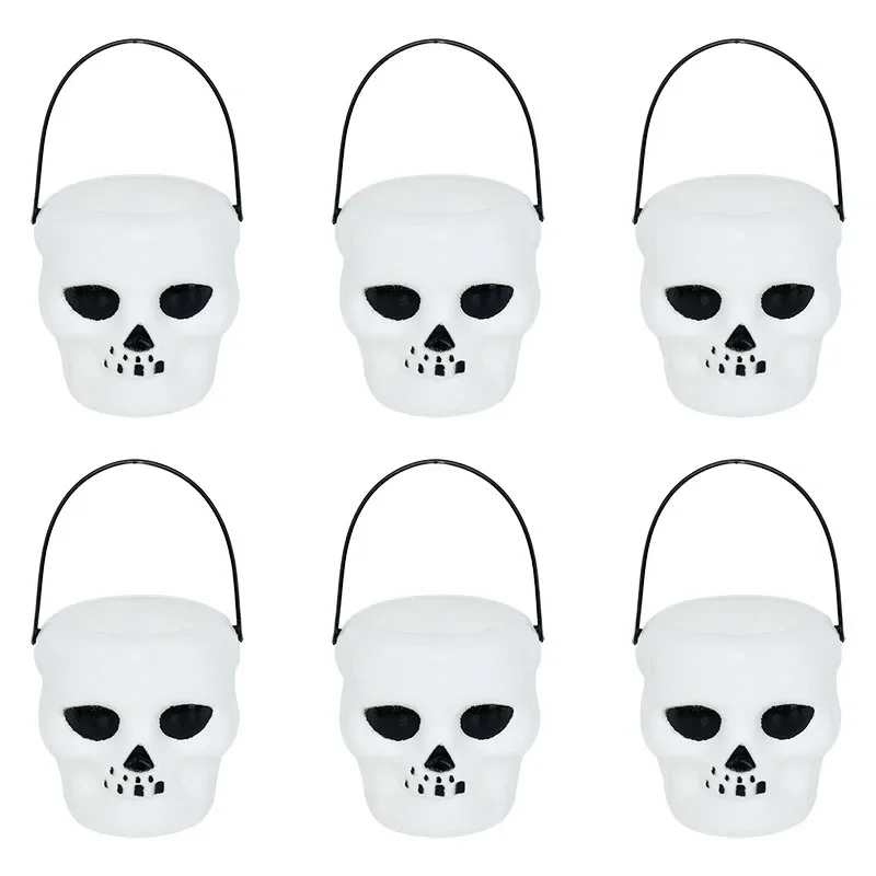 Mini Halloween Candy Bucket Witch Skeleton Cauldron Holder Party Decoration Props