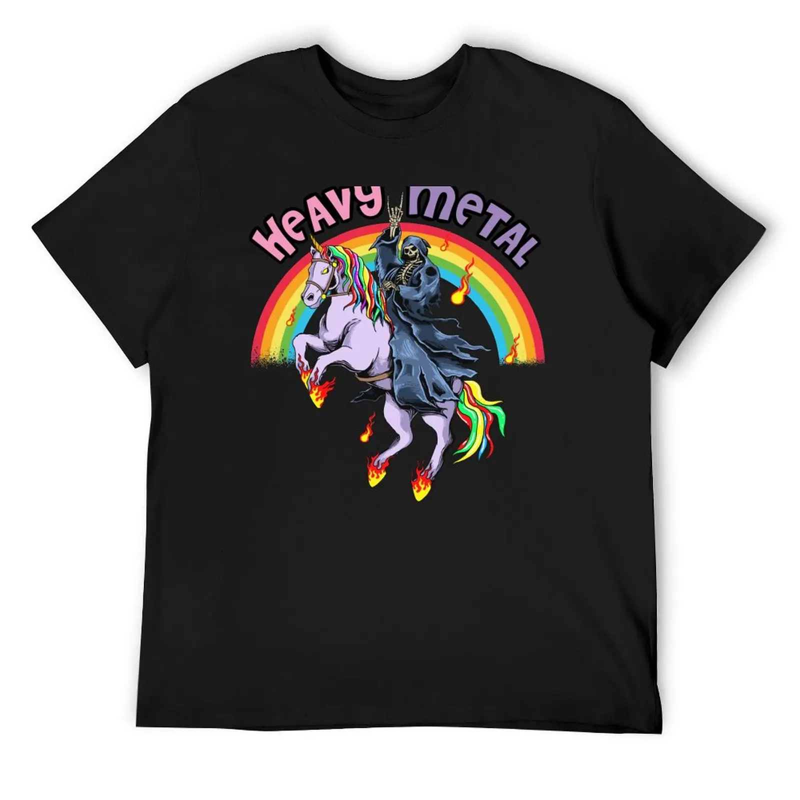 

Cute Heavy Metal Rainbow Unicorn Cartoon T-Shirt graphics plain sports fans Man t-shirt mens fashion