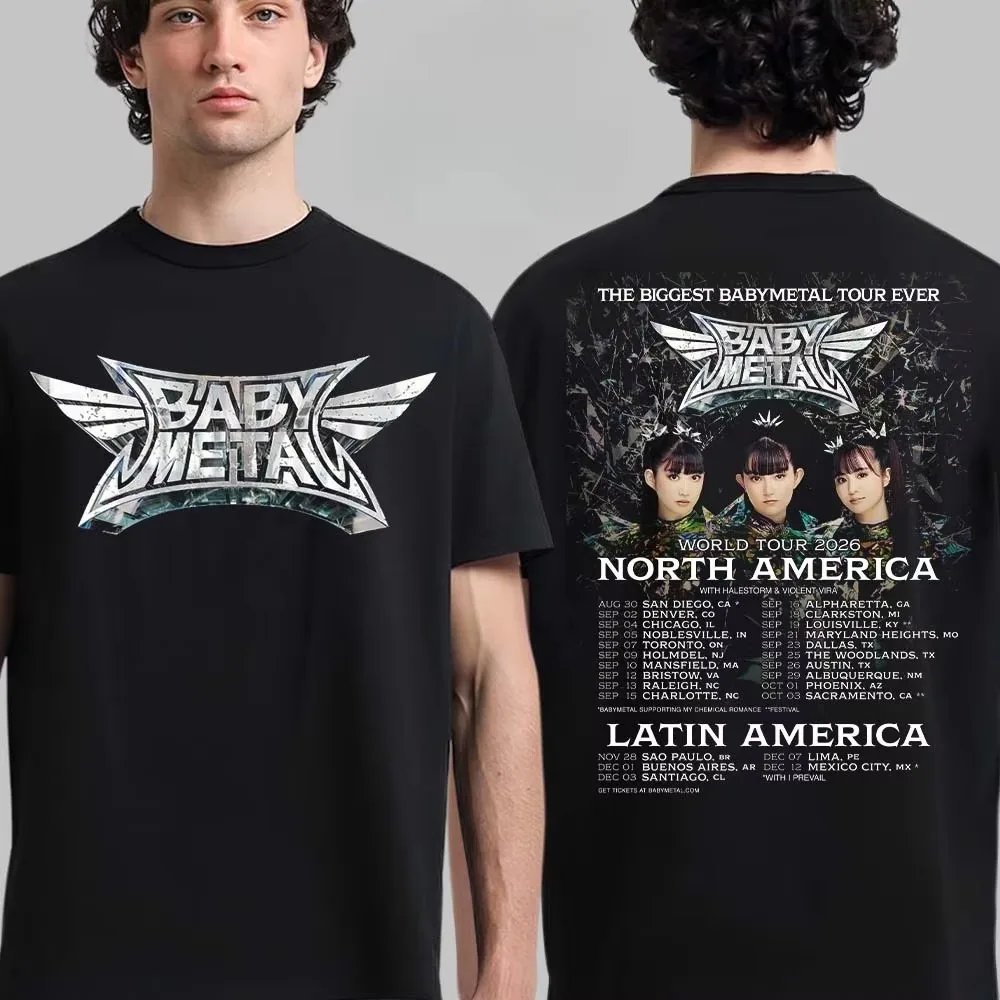BABYMETAL World Tour 2026 North & Latin America Band Graphic T-Shirt Cotton Men Women Streetwear Tee