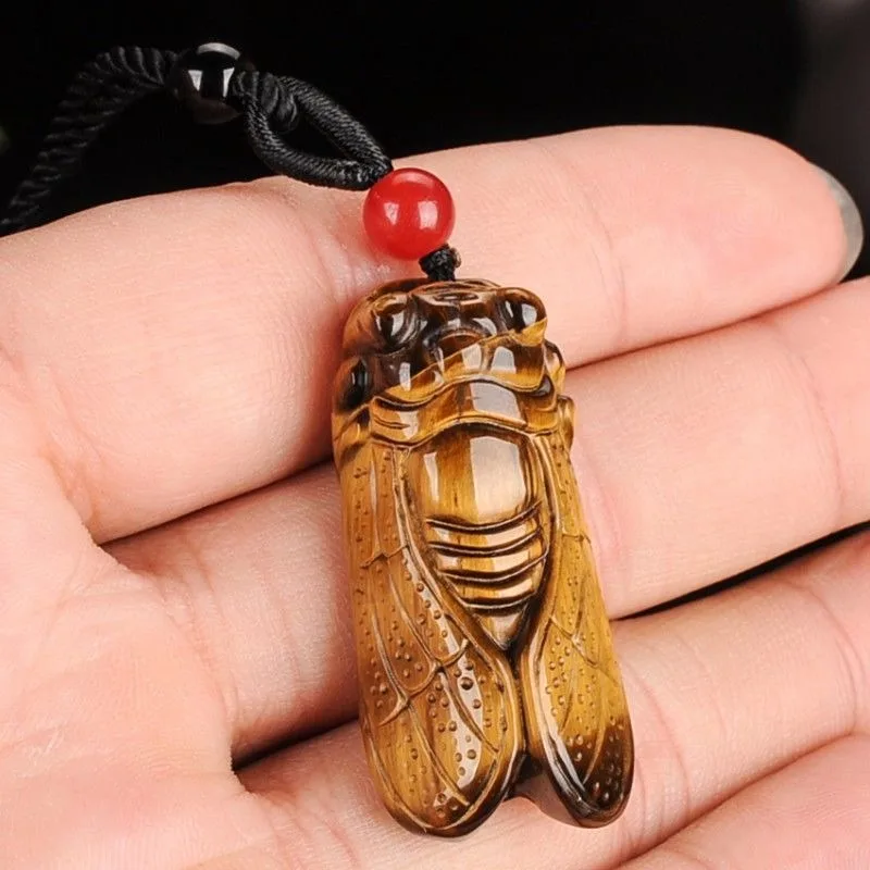 Tiger's Eye Stone Jade Cicada Pendant Pendant, The Same Retro for Men and Women