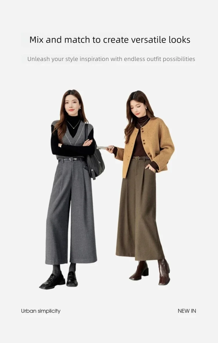 SENTUBILA Women's Ankle-Length Pant 2026 Autumn Elastic Waist Pleated Trousers Loose Fit Office Commuter Bottoms 154K58799