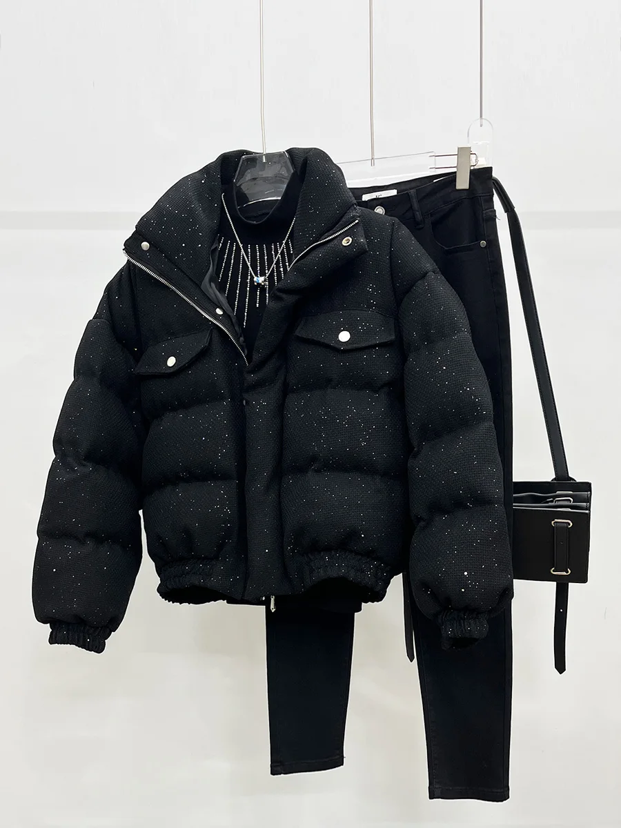 

Зимняя утепленная короткая повседневная хлопковая куртка мужская с воротником-стойкой, теплая верхняя одежда, модная молодежная, на молнии, из полиэстера