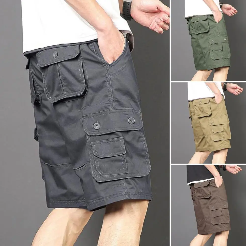 Men Cargo Shorts Men's Summer Cargo Shorts with Multi Pockets Design Button Zipper Fly Wide Leg Straight Fit Casual for Outdoor