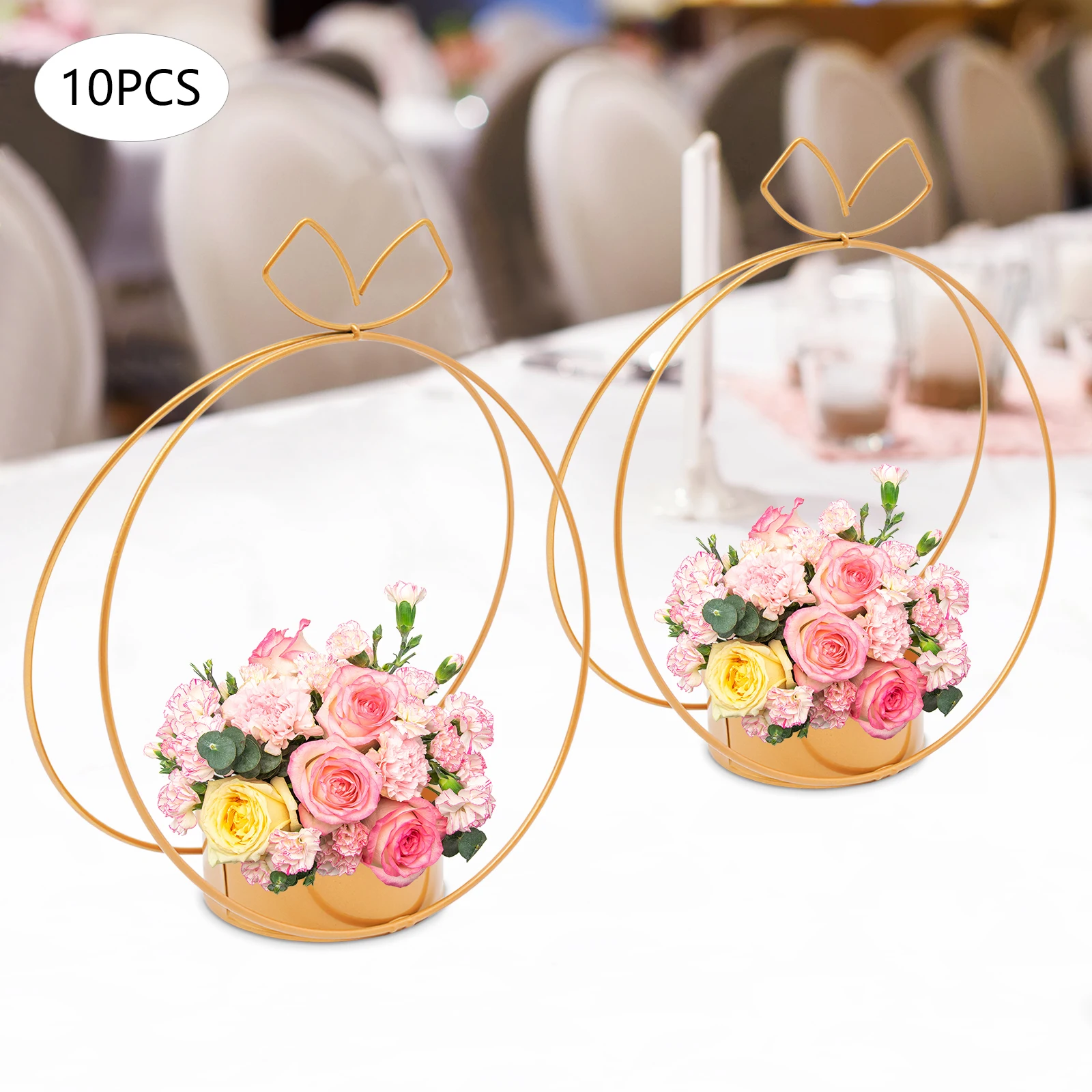 

10 Pcs Metal Geometric Gold Centerpiece Elegant Wedding Centerpieces for Tables - Vase for Weddings Party Decoration Centerpiece