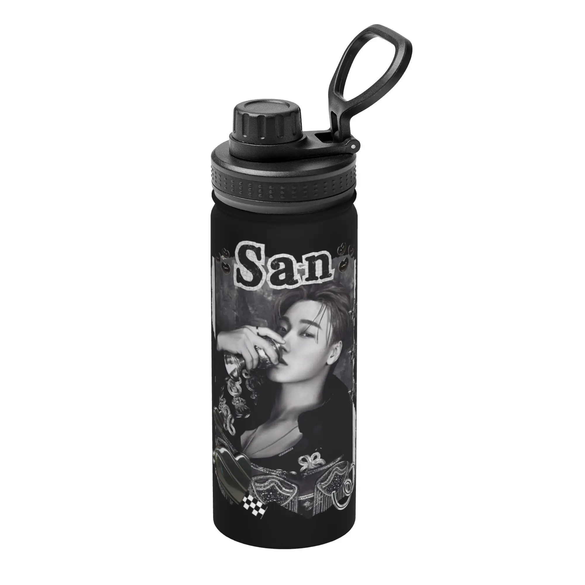 Kpop Boy Group A-Ateez San 18OZ Sports Insulated Kettle  Thermal Cup Stainless Steel Car Mug Water Bottle