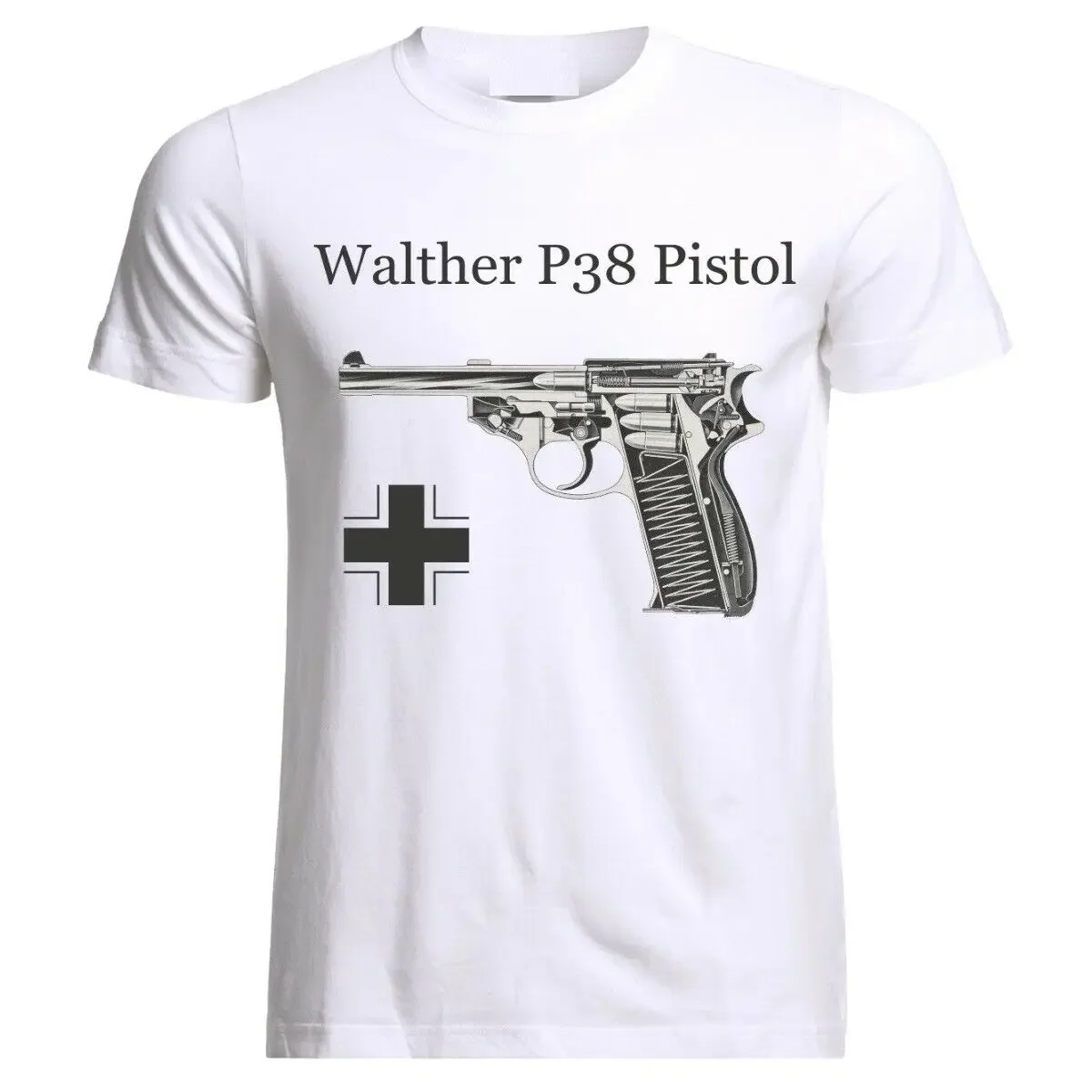 German Military Handgun Walther P38 Pistol T-Shirt 100% Cotton O-Neck Summer Short Sleeve Casual Mens T-shirt Size S-3XL