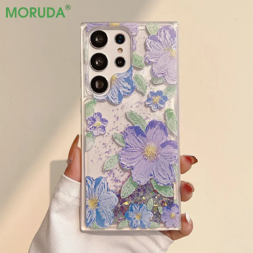 Oil Painting Flower Pattern Noctilucent Case for Samsung S20 S21 FE S22 S23 Note20 Ultra Note10 Plus A72 A73 A52 A14 TPU Cover