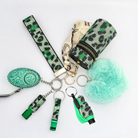 7PCS multi-functional emergency keychain set with drill, with personal alarm, high decibel whistle, window breaker