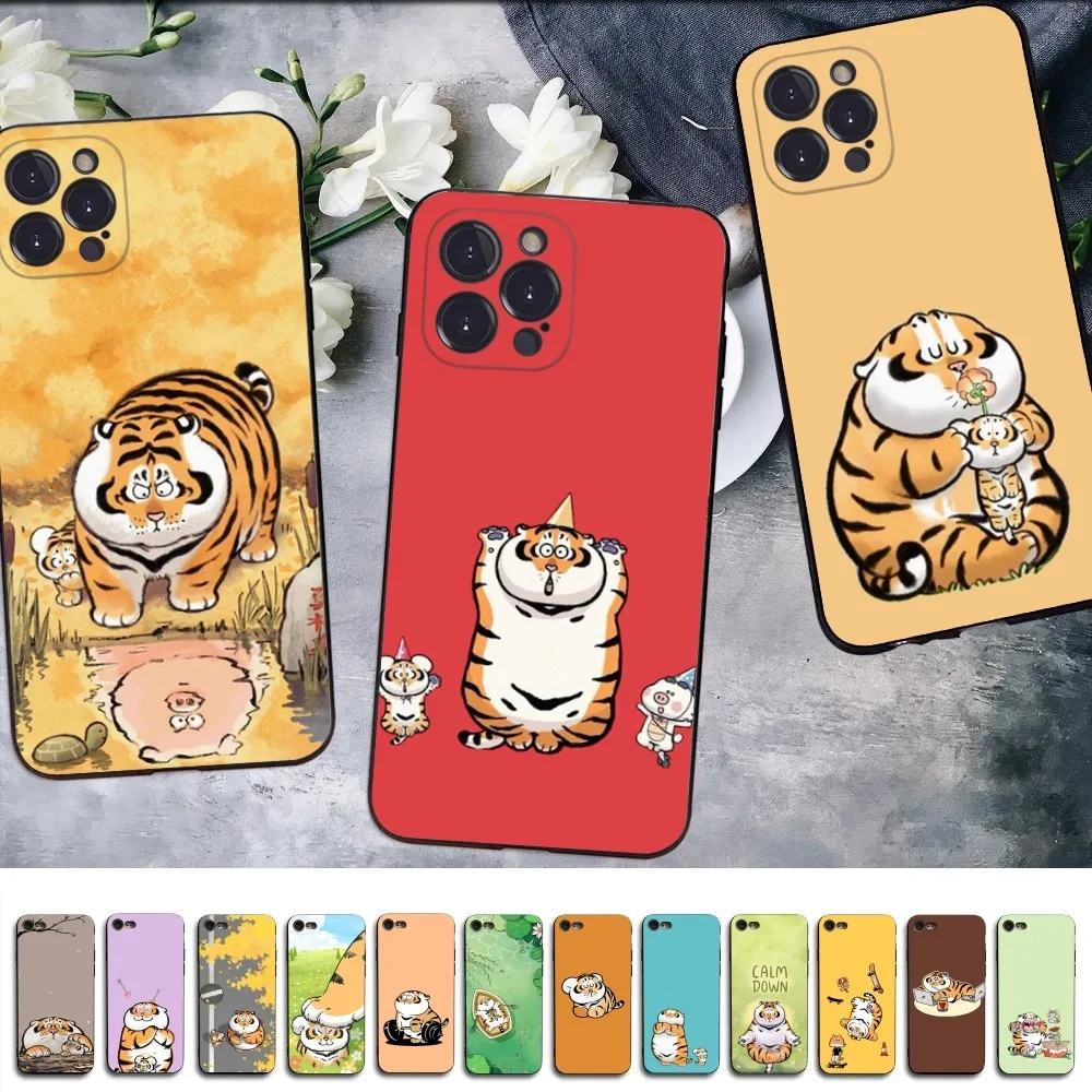 Cartoon Fat Tiger   Phone Case for iPhone 15 8 7 6 6S Plus X SE 2020 XR XS 14 11 12 13 Mini Pro Max Mobile Case