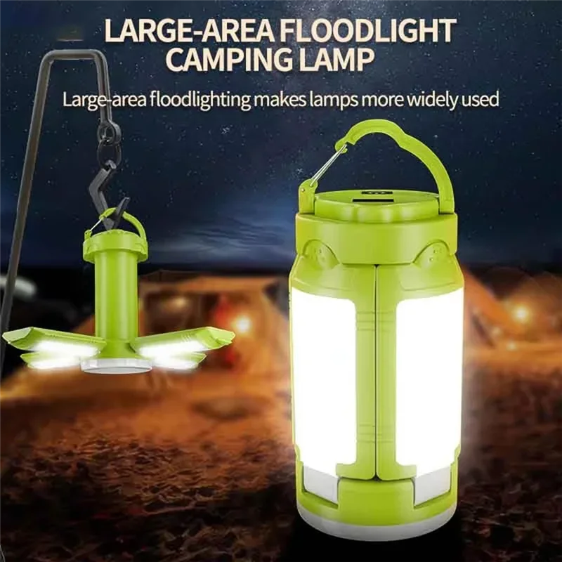 

Portable 4 Leaves Camping Lantern,USB Rechargeable,Folding LED Tent Lamp With Dual Light Modes,Outdoor Emergency Light