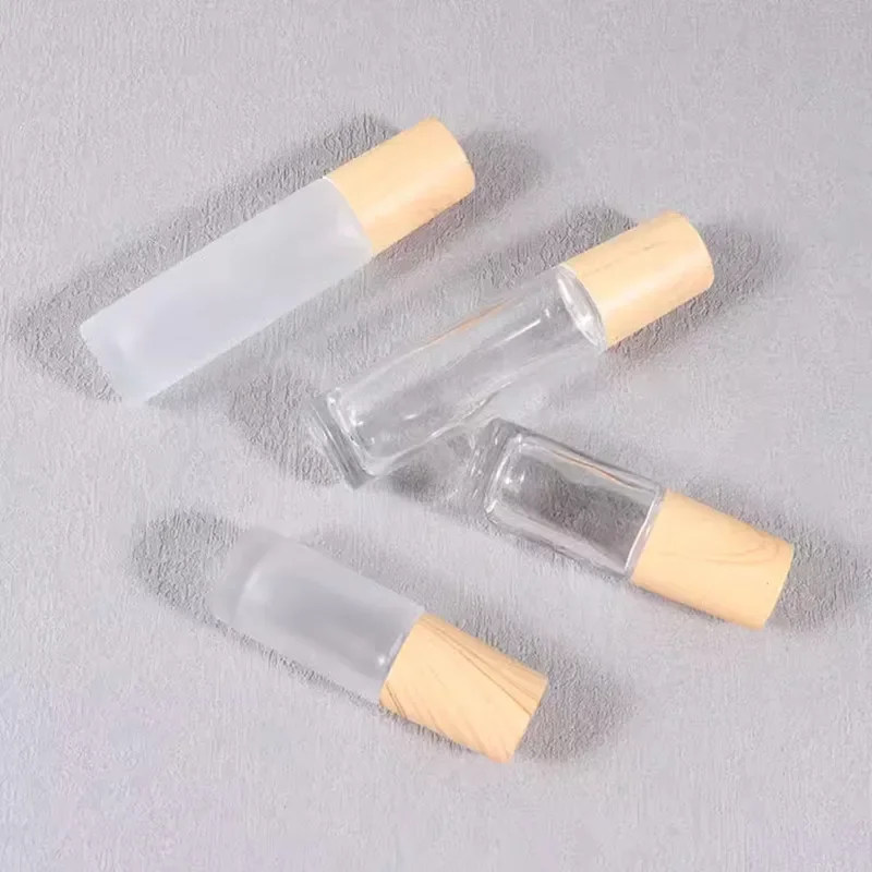 50PCS 10ML Thick Glass Roll On Perfume Bottle Frosted Essential Oil Vials with Stainless Steel Roller Ball and Silver Cap