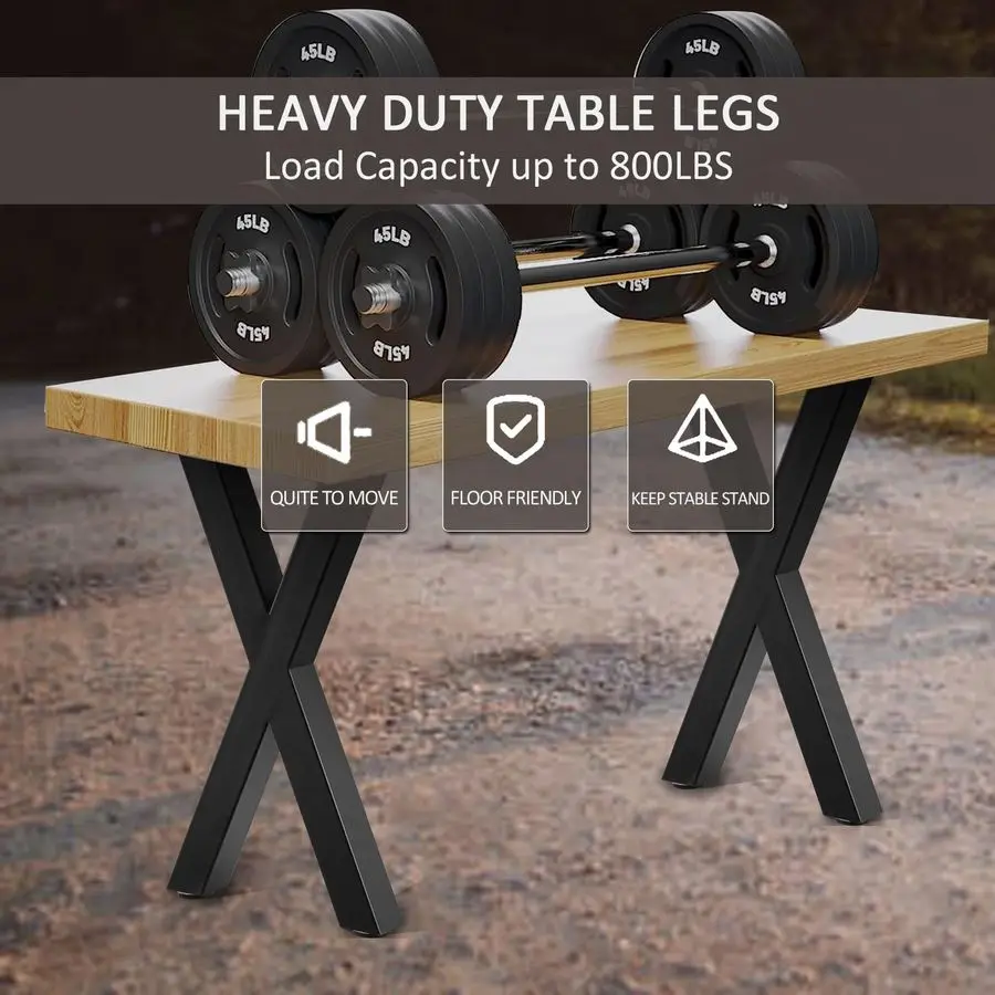 Inch XShape Table Legs Metal Coffee Table Legs, Steel Desk Legs for DIY Furniture Dining Table, Set of 2, Black 5