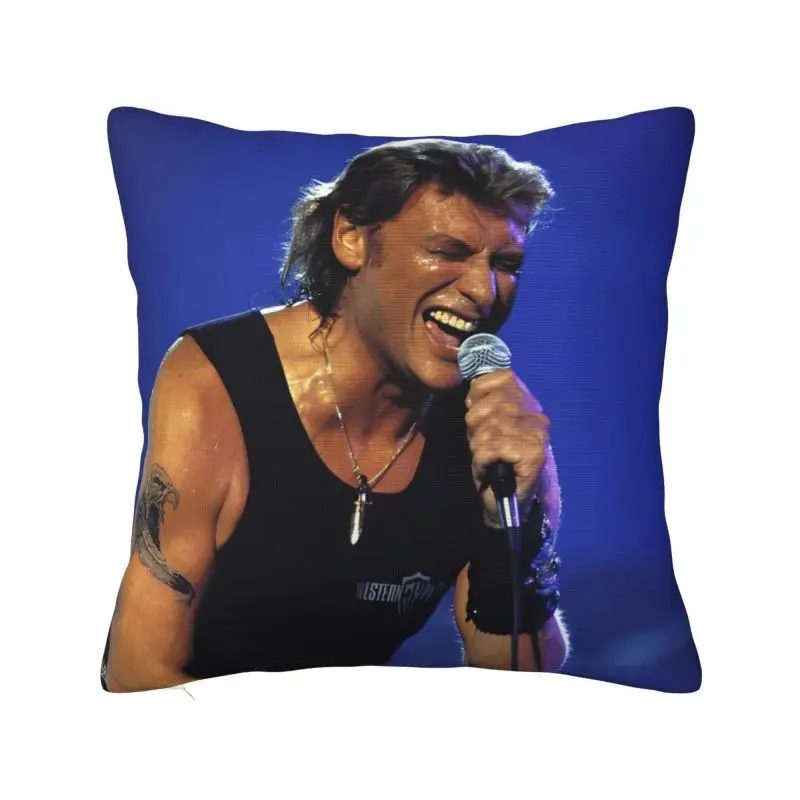 French Rock Music Johnny Hallyday Cushion Cover Polyester Throw Pillow Case Living Room Decoration Bedding Sofa Pillowcase
