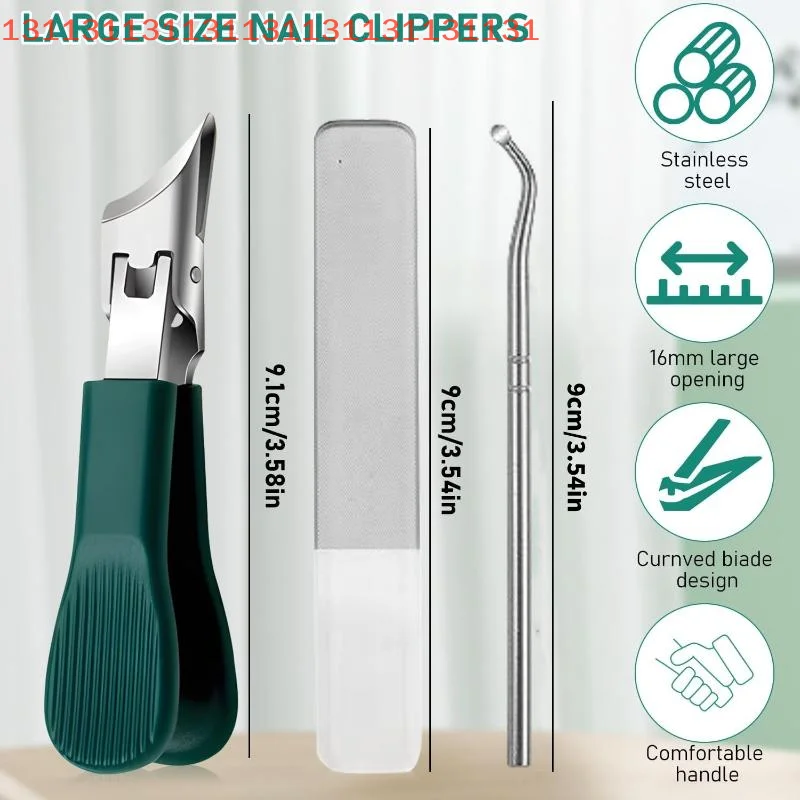 Large Opening Nail Clipper with Slanted Tip, Anti Splash, Single Armor, Groove Nail Clipper, Thick Toenail Pliers, High-end