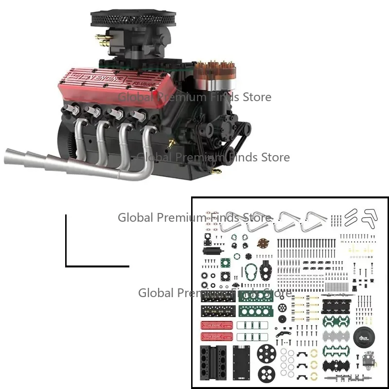 

TO0Y-A-N V8 Ga-soline 4 Stroke Engine 28cc Water Cooled Version Engine Model Kit FS-V800WGPC Overhead Valve