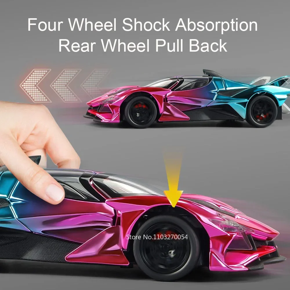 1:24 Apollo EVO IE Alloy Model Diecast Toys Car Ornament Sound Light Pull Back Doors Opened Miniature Vehice Kids Friend's Gifts