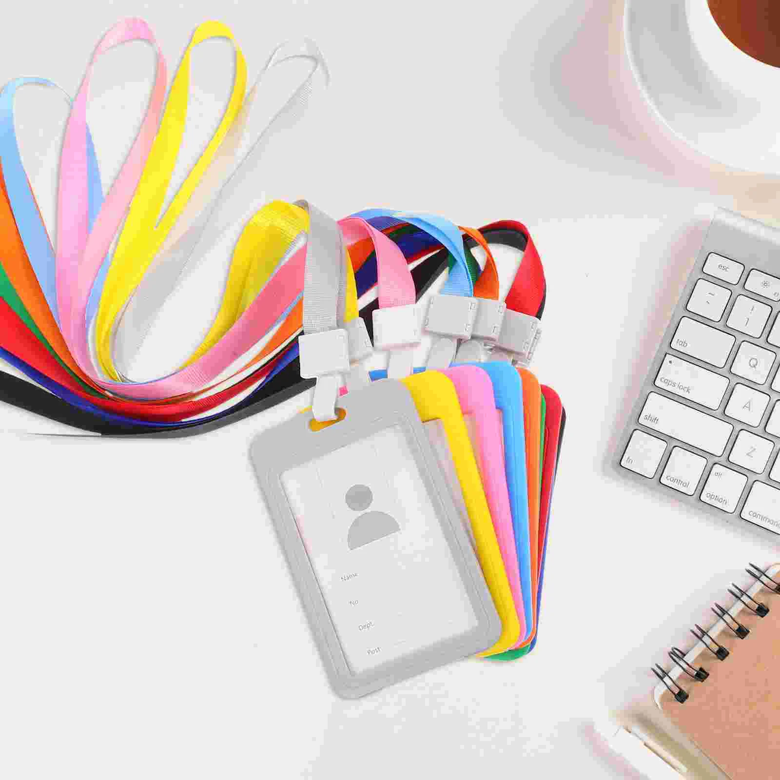 9pcs Card Holder Lanyard Dual Sided ID Badge Pocket for Staff License Office Plastic Transit Pass Holder
