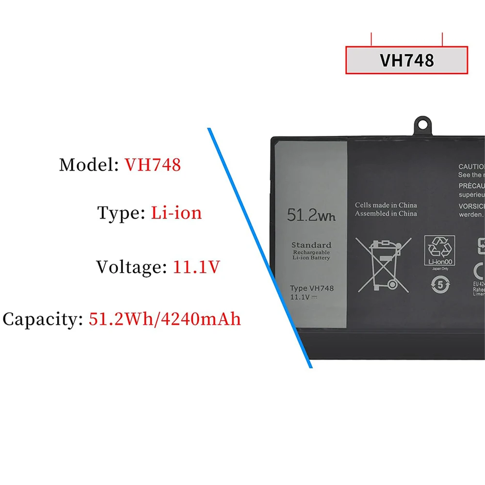 51.2Wh VH748 Laptop Battery for Dell Inspiron 14 5439 Vostro 5460 5470 5560 Series Ins14zD-3526 V5460D-1308 V5460D-2628 v5460d-1528 5560D-2328