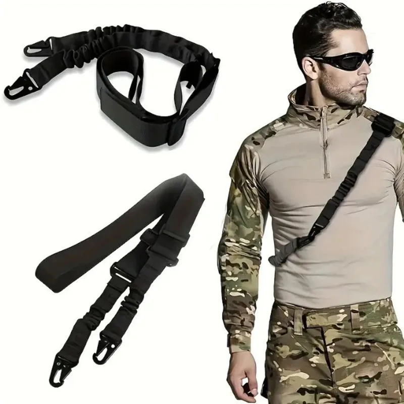 Tactical Two Points Sling Bungee Shoulder Strap Durable Nylon Rifle Belt Heavy Duty Sling for Outdoor Hunting Sports Accessories