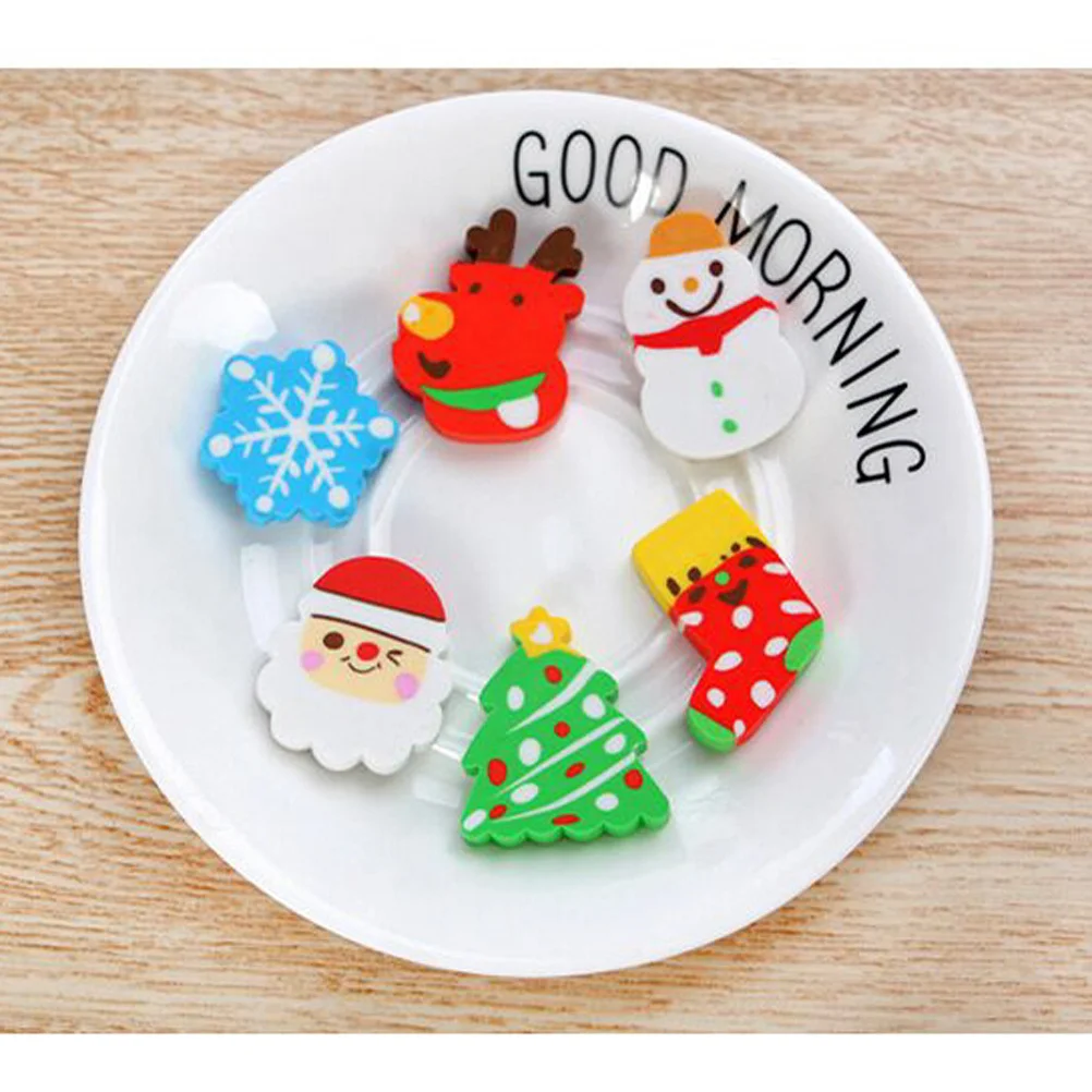 

6 Pcs Christmas Eraser Pencil Erasers for Filler Novelty Cartoon Gifts