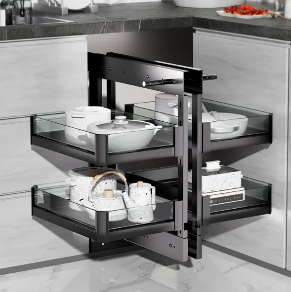 Handed Pull Out Base Corner Unit Kitchen Blind Corner Organizer with Soft-Close