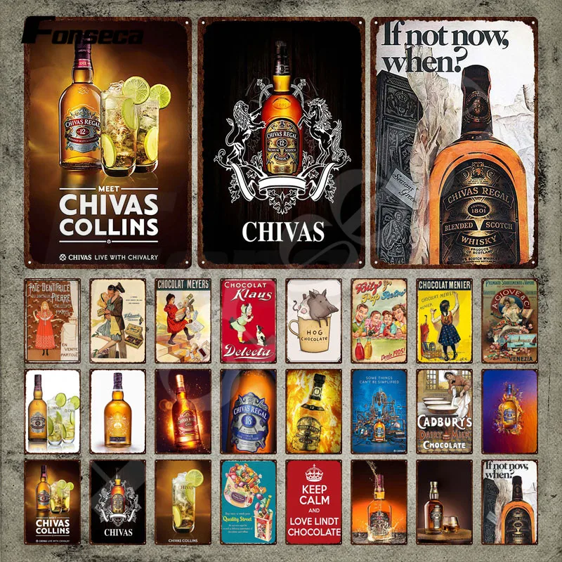 

Classic Beer Metal Sign Meet CHIVAS COLLINS Liquor Vintage Tin Sign Decorative Metal Poster Metal Plaque for Bar Pub Decoration