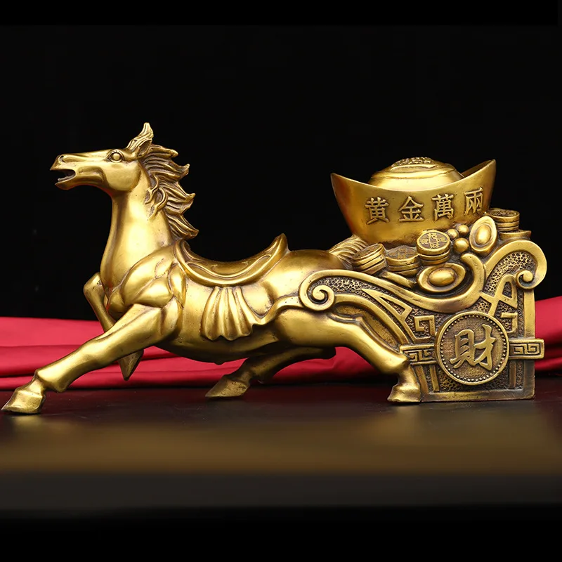 

Латунная китайская лошадь со знаками Зодиака, медная лошадь, украшение, слиток мала, офис, гостиная, декоративные поделки, украшение для дома