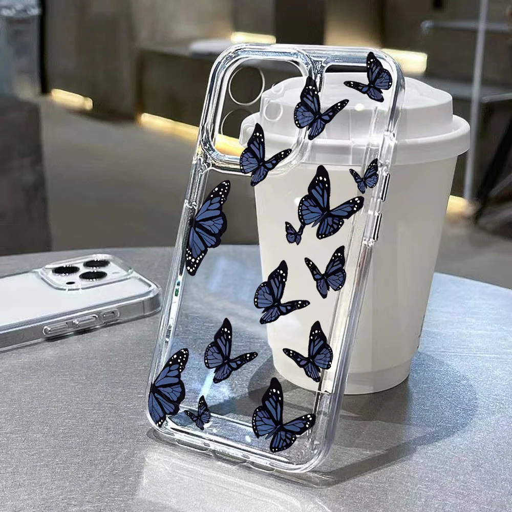 Butterfly Clear Soft Case For Samsung S25 Ultra S24 S23 S22 Plus S21 S20 FE A56 A36 A26 A55 5G A54 A53 A52 A33 A34 A32 A35 Cover