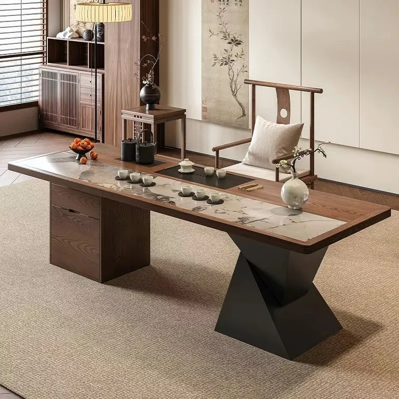 Song Dynasty aesthetics solid wood sofa coffee table combination sitting area double triple
