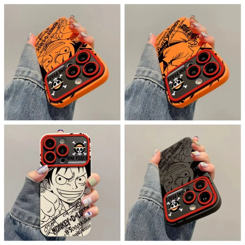

Cartoon One Piece Luffy zoro Mobile Phone Case for IPhone 13 14 15 16 17 Pro Max Plus Shockproof Protective Cover for Boys Gift