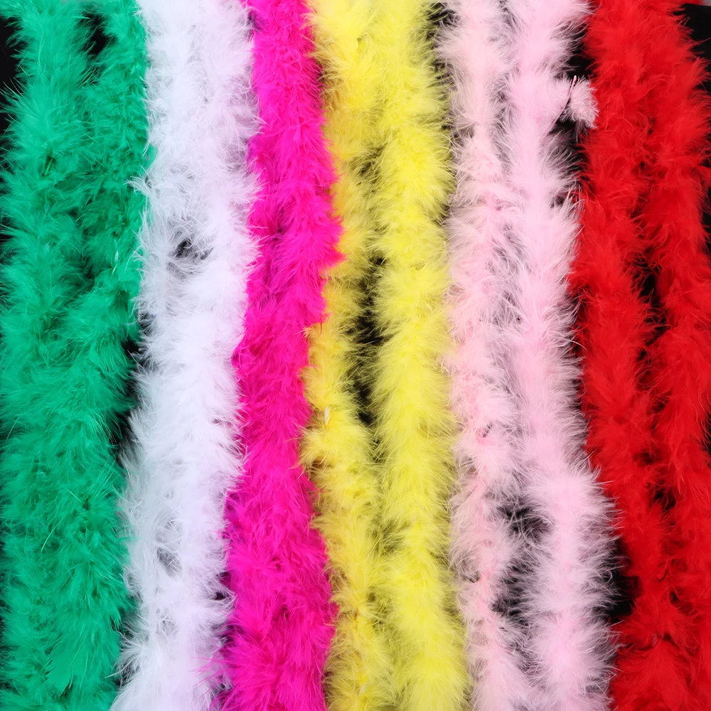 2M 13G Marabou Feathers Boa Christmas Tree Pink Turkey Feather On Ribbon Wedding Dress Shawl Decorative Crafts Feathers